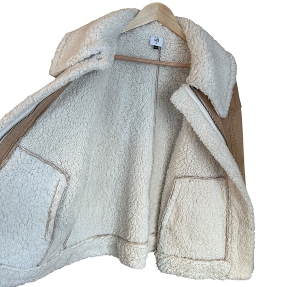 CAbi McQueen Jacket Tan Faux Shearling Full Zip Like New 3908 Sz M - Picture 7 of 11